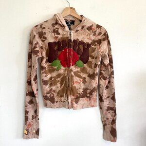 LUCKY BRAND PINK TIE DYE HOODED JACKET ZIP UP WOMENS SIZE SMALL